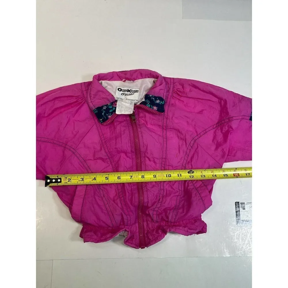 Vintage Oshkosh B’Gosh Hot Pink Windbreaker Sz S‎ 3-4 Lined Zip Up Jacket
